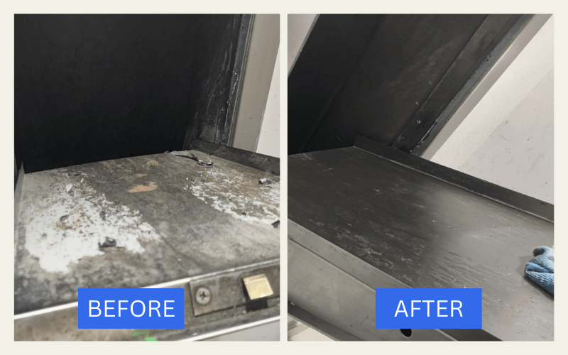 garbage chute cleaning gate barrier before and after